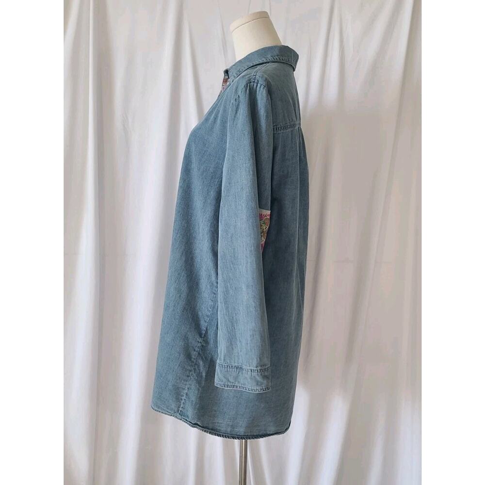 NATURAL LIFE Blue Denim Mini Dress with Floral Accents - Picture 6 of 9